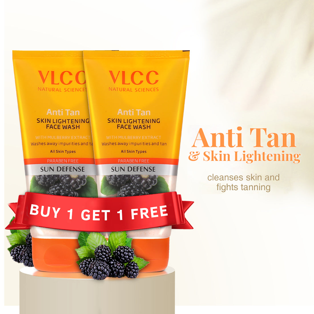 Anti Tan Skin Lightening Face Wash - 150 ml - Buy One Get One free (300ml)